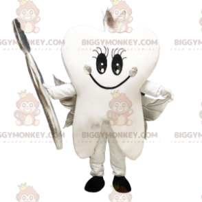 BIGGYMONKEY™ maskotdräkt med vit tand. Kostym jättetand, tandborste - Maskot av objekt - BIGGYMONKEY_08105 - BiggyMonkey.com