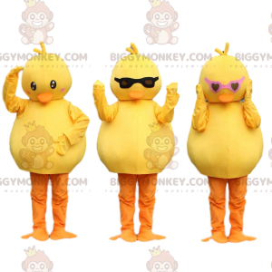 3 BIGGYMONKEY™s maskotkyllinger, gule kanarifugler. fuglekostyme - Fuglemaskot - BIGGYMONKEY_08107 - BiggyMonkey.com
