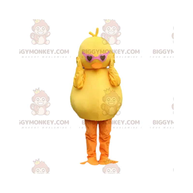 Fato de mascote canário BIGGYMONKEY™ com óculos. fantasia de Fato de mascote canário BIGGYMONKEY™ com óculos. fantasia de