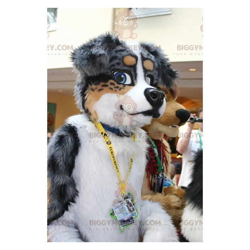 Disfraz de mascota BIGGYMONKEY™ de perro marrón y gris blanco -