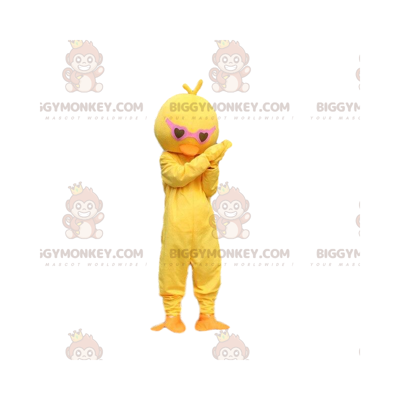 BIGGYMONKEY™ canary mascot costume with glasses. chick costume BIGGYMONKEY™ canary mascot costume with glasses. chick costume