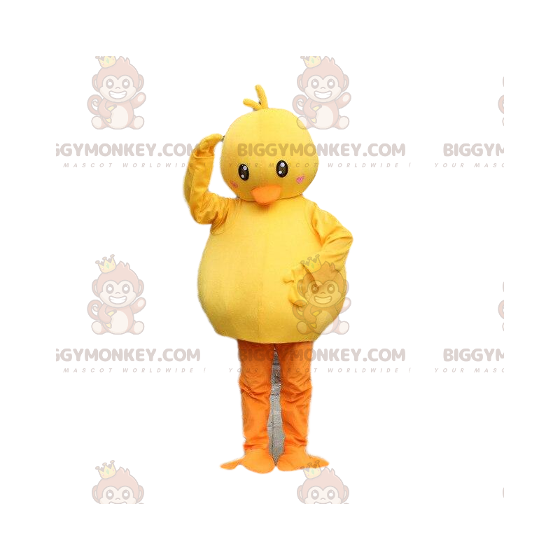 BIGGYMONKEY™ costume mascotte anatra paffuta giallo e BIGGYMONKEY™ costume mascotte anatra paffuta giallo e