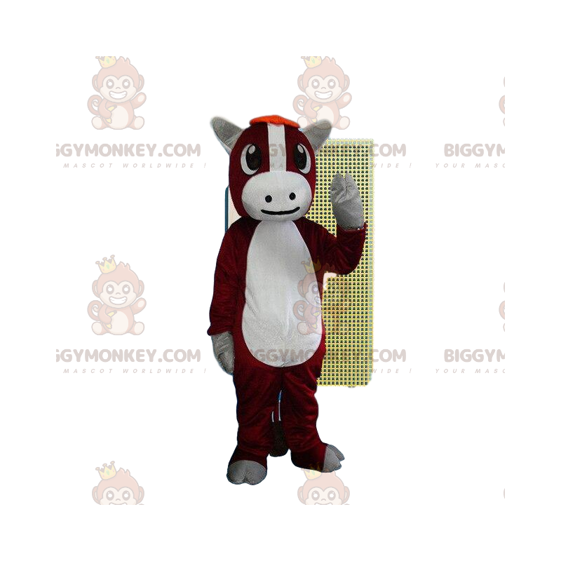 BIGGYMONKEY™ mascotte kostuum rood en wit koe kostuum. stier BIGGYMONKEY™ mascotte kostuum rood en wit koe kostuum. stier