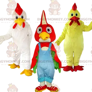3 BIGGYMONKEY™s Hühner-Maskottchen, Hühnerkostüme, Vogelkostüme