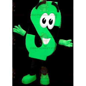 Kostium maskotka neonowo-zielono-czarna litera S BIGGYMONKEY™ -