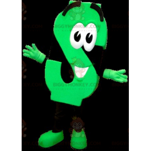 Neonvihreä ja musta Letter S BIGGYMONKEY™ maskottiasu - Luokittelemattomat maskotit - BIGGYMONKEY_0949 - BiggyMonkey.com