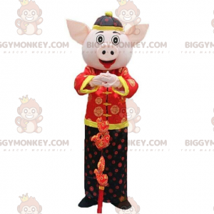 Asia Schwein BIGGYMONKEY™ Maskottchen Kostüm, Asia Kostüm, Sau