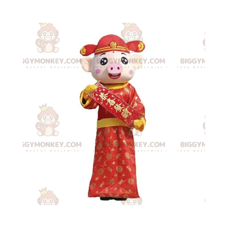 Traje de mascote de sinal chinês BIGGYMONKEY™, fantasia de Traje de mascote de sinal chinês BIGGYMONKEY™, fantasia de