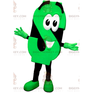 Neon groene en zwarte letter S BIGGYMONKEY™ mascottekostuum -