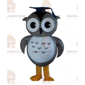 Big Gray Owl BIGGYMONKEY™ Mascot Costume, Owl Costume, Graduate
