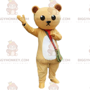 Beige-weißes BIGGYMONKEY™-Maskottchen-Teddykostüm