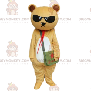Μπεζ και λευκό teddy στολή μασκότ BIGGYMONKEY™, στολή αρκουδάκι