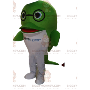Dolphin BIGGYMONKEY™ mascot costume, fish costume, green