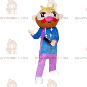 BIGGYMONKEY™ mascot costume of mustachioed man, bearded