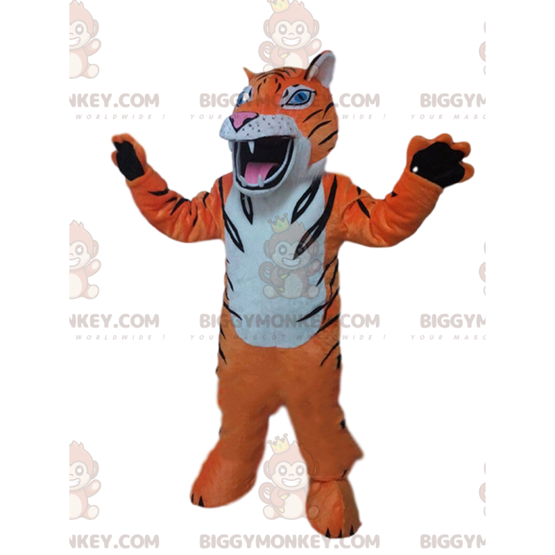 Costume da mascotte BIGGYMONKEY™ da tigre feroce, costume da Costume da mascotte BIGGYMONKEY™ da tigre feroce, costume da
