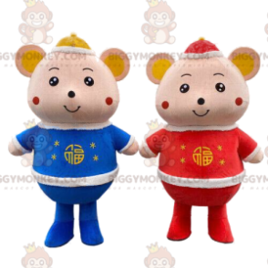 mascote rato BIGGYMONKEY™s, casal de ratos, 2 ratos, 2 roedores