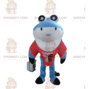 Blue shark BIGGYMONKEY™ mascot costume, shark costume, sea