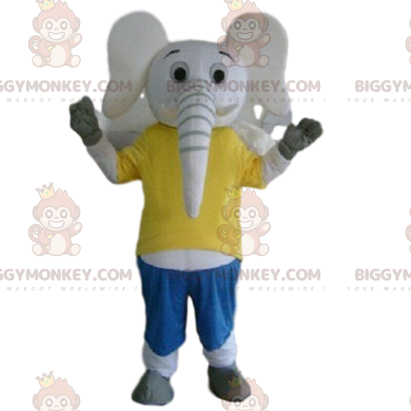 BIGGYMONKEY™ white elephant mascot costume, pachyderm costume BIGGYMONKEY™ white elephant mascot costume, pachyderm costume