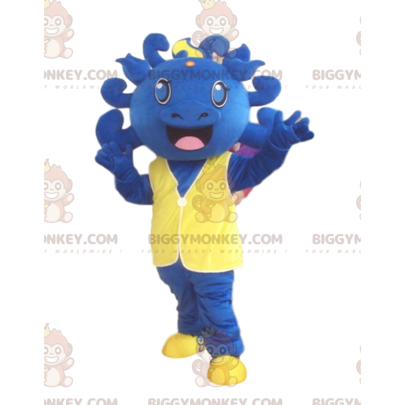 Dinosaur BIGGYMONKEY™ mascot costume, blue costume, blue