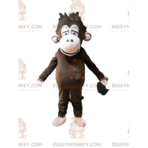 Brauner Affe BIGGYMONKEY™ Maskottchenkostüm, Müdigkeitskostüm