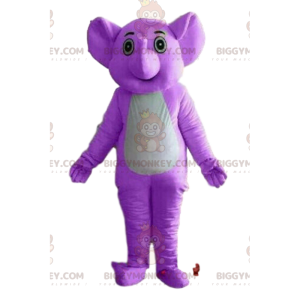 Μωβ στολή μασκότ BIGGYMONKEY™ ελέφαντα, στολή παχύδερμα, μωβ