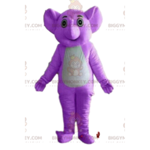 Traje de mascote BIGGYMONKEY™ de elefante roxo, traje de