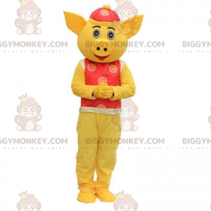 Pig BIGGYMONKEY™ Mascot Costume, Asia Costume, Asia Yellow