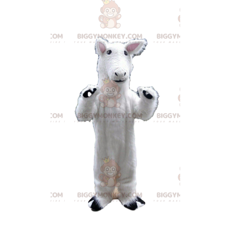 Traje de mascota de caballo blanco BIGGYMONKEY™, traje de Traje de mascota de caballo blanco BIGGYMONKEY™, traje de