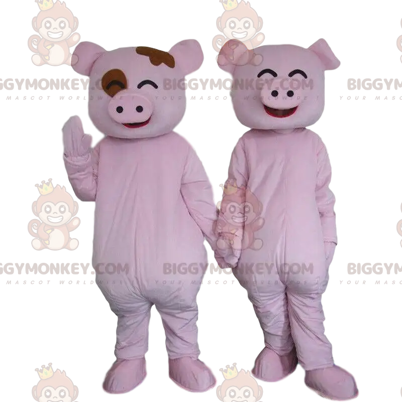 2 BIGGYMONKEY™s grisemaskot, grisepar, lyserøde grise - 2 BIGGYMONKEY™s grisemaskot, grisepar, lyserøde grise -