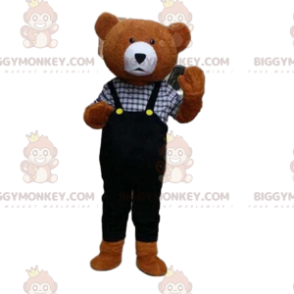  Costume da mascotte Teddy BIGGYMONKEY™ con tuta, costume da orso bruno - Orso mascotte - BIGGYMONKEY_08328 - BiggyMonkey.com