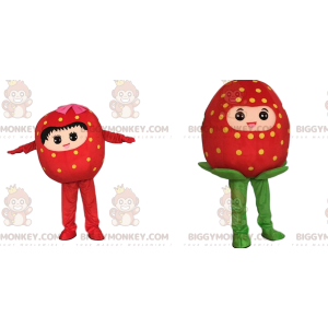 2 Strawberry BIGGYMONKEY™s mascot, strawberry costumes –