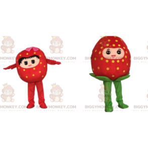 2 mascote de morango BIGGYMONKEY™, fantasias de morango –
