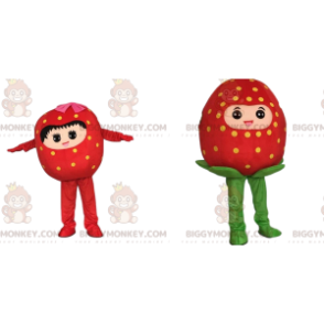 2 Strawberry BIGGYMONKEY™s mascot, strawberry costumes -