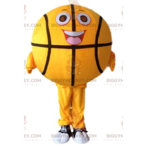 Gelbes Basketball BIGGYMONKEY™ Maskottchenkostüm, Ballkostüm -