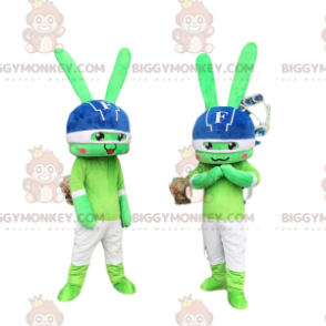 2 mascote de coelhos verdes do BIGGYMONKEY™, fantasias de