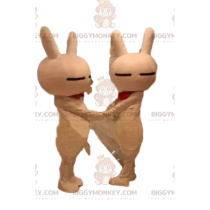 2 BIGGYMONKEY™s orange bunnies mascot, bunnies costumes, shock