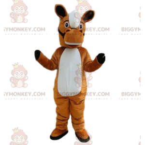 Brown and white horse BIGGYMONKEY™ mascot costume, riding