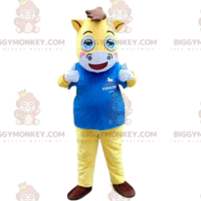 Yellow and white horse BIGGYMONKEY™ mascot costume, riding costume - Horse Mascots - BIGGYMONKEY_08351 - BiggyMonkey.com
