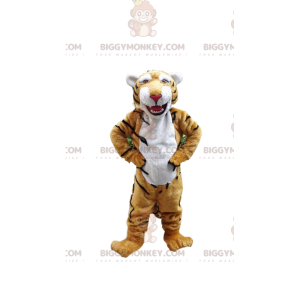BIGGYMONKEY™ mascottekostuum van gele en witte tijger