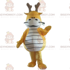 Traje de mascote BIGGYMONKEY™ dragão amarelo e branco, traje de