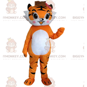 Tigerin BIGGYMONKEY™ Maskottchenkostüm, orangefarbenes