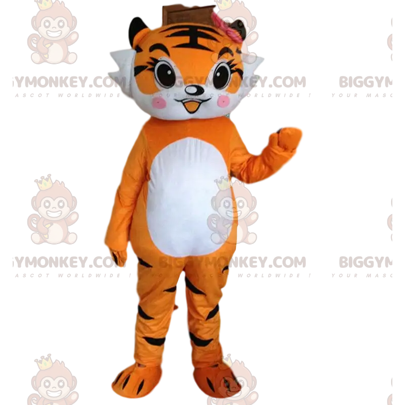 Στολή μασκότ Tigress BIGGYMONKEY™, πορτοκαλί στολή τίγρης