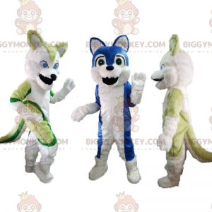 3 BIGGYMONKEY™-husky-maskottia, husky-asut, koiran mekko -