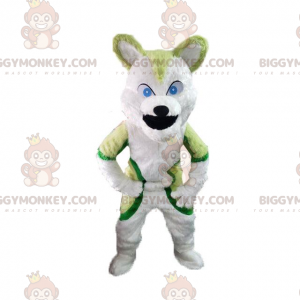 BIGGYMONKEY™ mascot costume of green husky, fox costume, furry