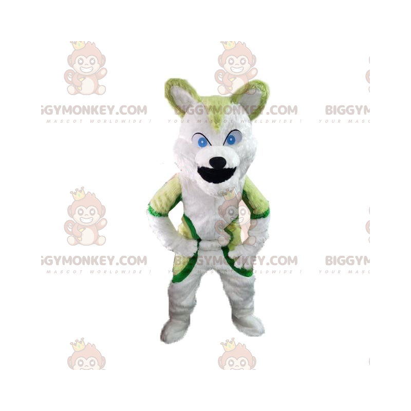 BIGGYMONKEY™ mascottekostuum van groene husky, voskostuum BIGGYMONKEY™ mascottekostuum van groene husky, voskostuum