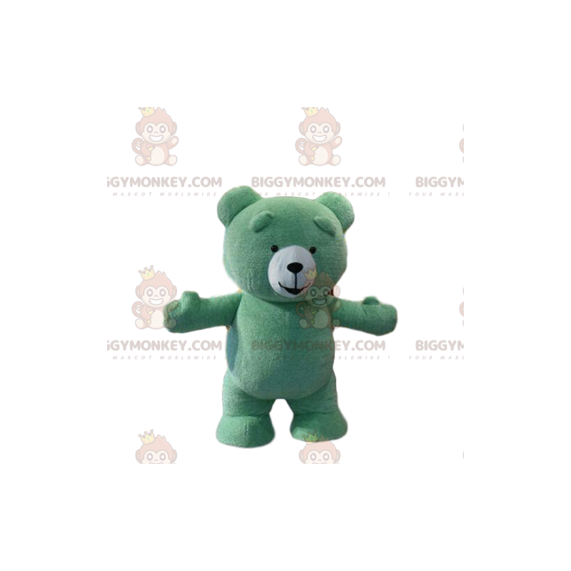 Grön teddybjörn BIGGYMONKEY™ maskotdräkt, plysch grön Grön teddybjörn BIGGYMONKEY™ maskotdräkt, plysch grön