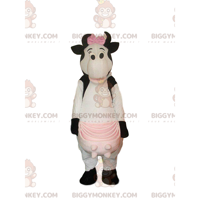 Disfraz de mascota BIGGYMONKEY™ de vaca blanca y negra, disfraz