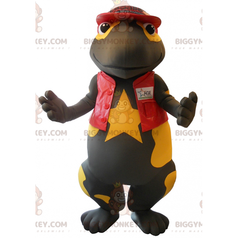 Schattig zwart en geel salamander-mascottekostuum BIGGYMONKEY™ Schattig zwart en geel salamander-mascottekostuum BIGGYMONKEY™