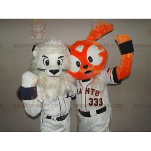 2 BIGGYMONKEY™s mascot: a white lion and an orange rabbit -