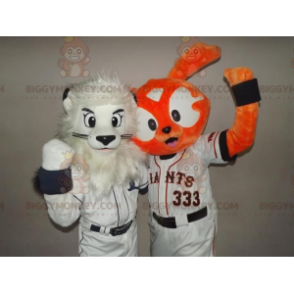2 Maskot BIGGYMONKEY™: bílý lev a oranžový králík - Králík maskot - BIGGYMONKEY_0966 - BiggyMonkey.com